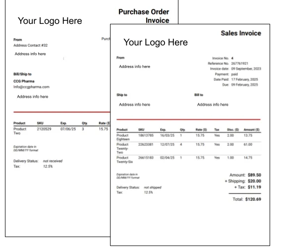 Purchase and Sale invoices.